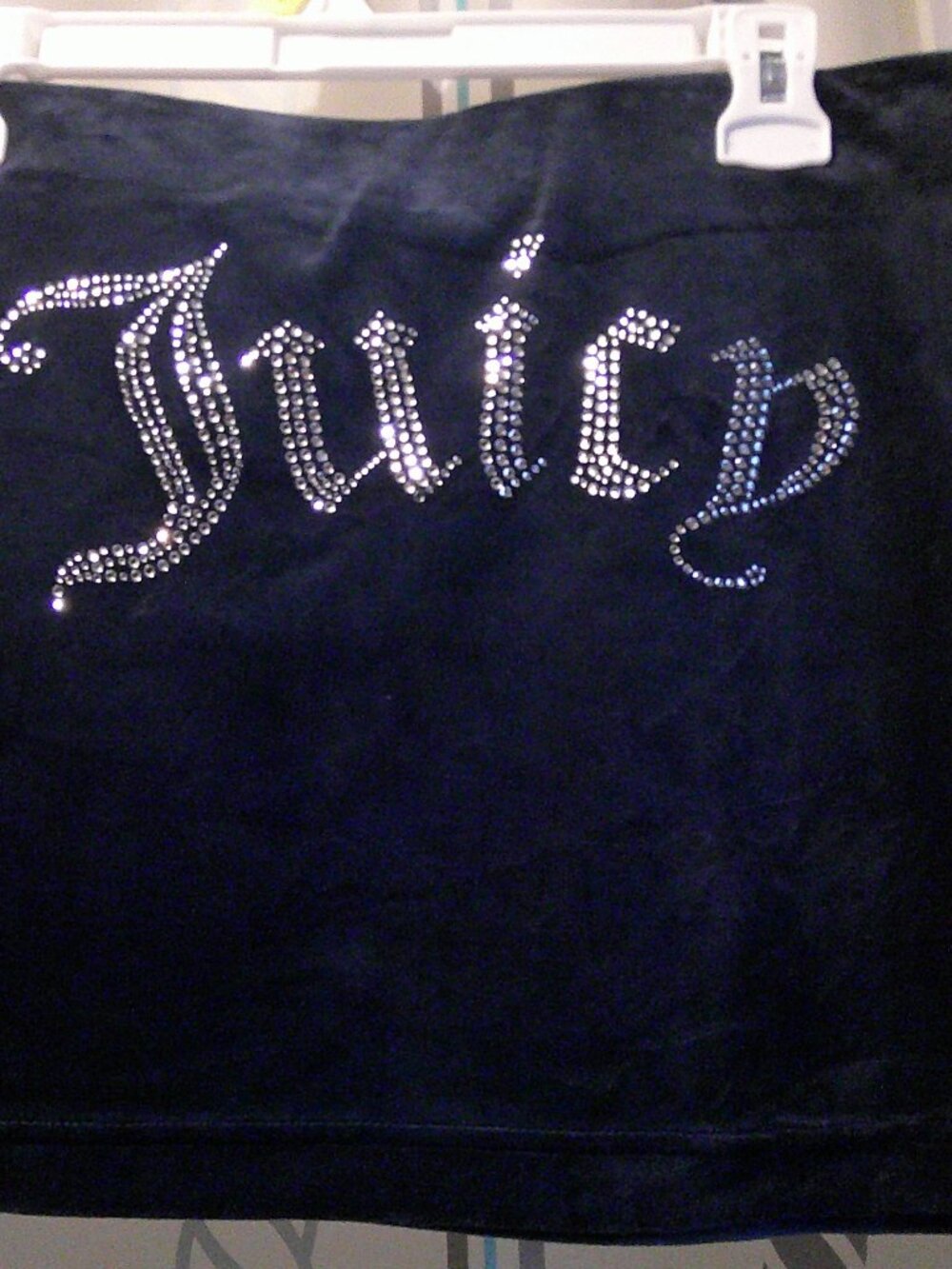 "Juicy Couture" Navy Blue Big Bling Velour JUICY Mini Skirt Woman Sz M